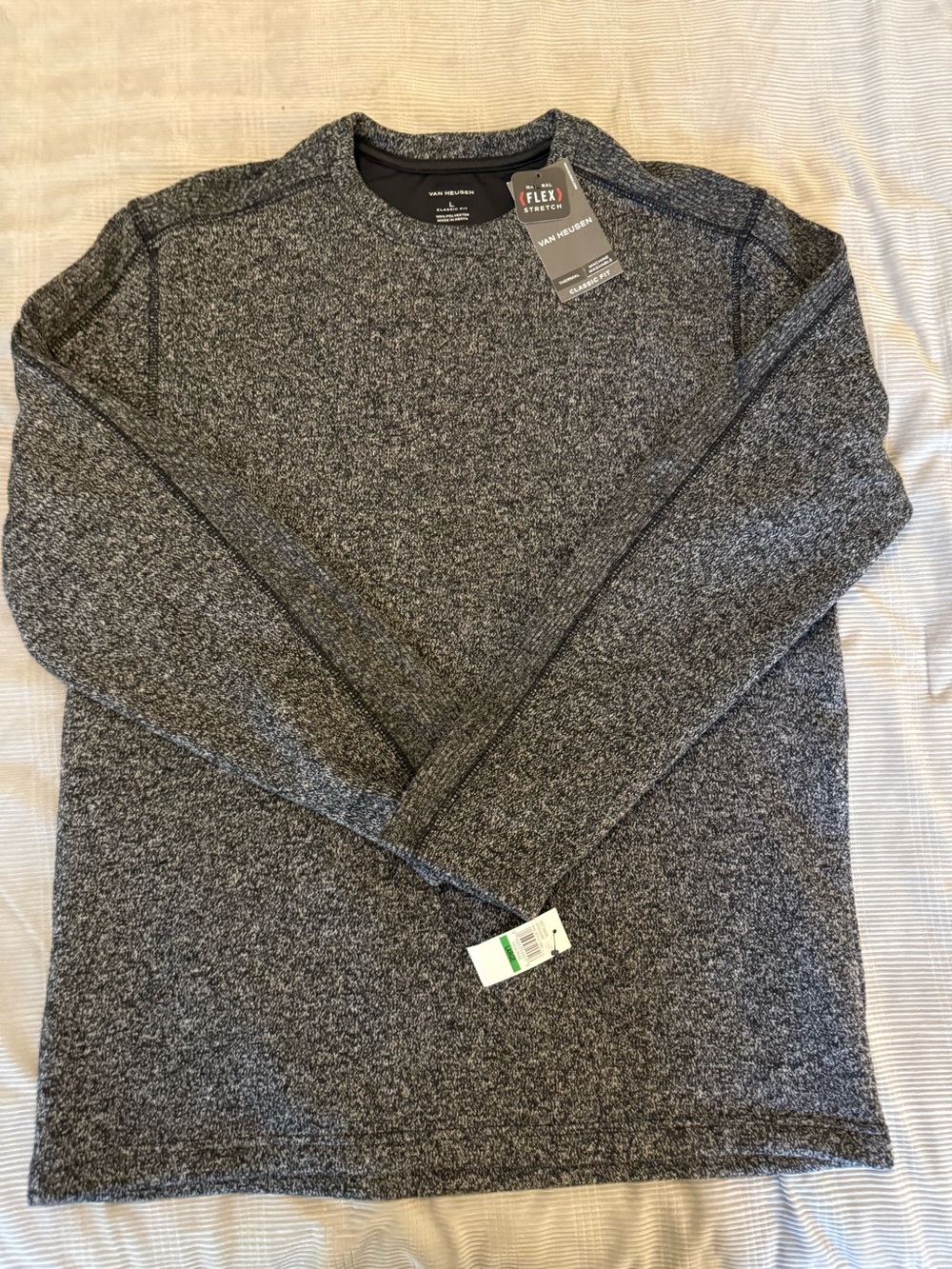 Van Heusen Men’s Thermal Crewneck Sweater – Size Large – Charcoal Heather – NWT - Picture 3 of 8